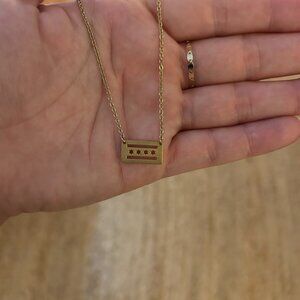 14k Plated Gold Chicago Flag Necklace